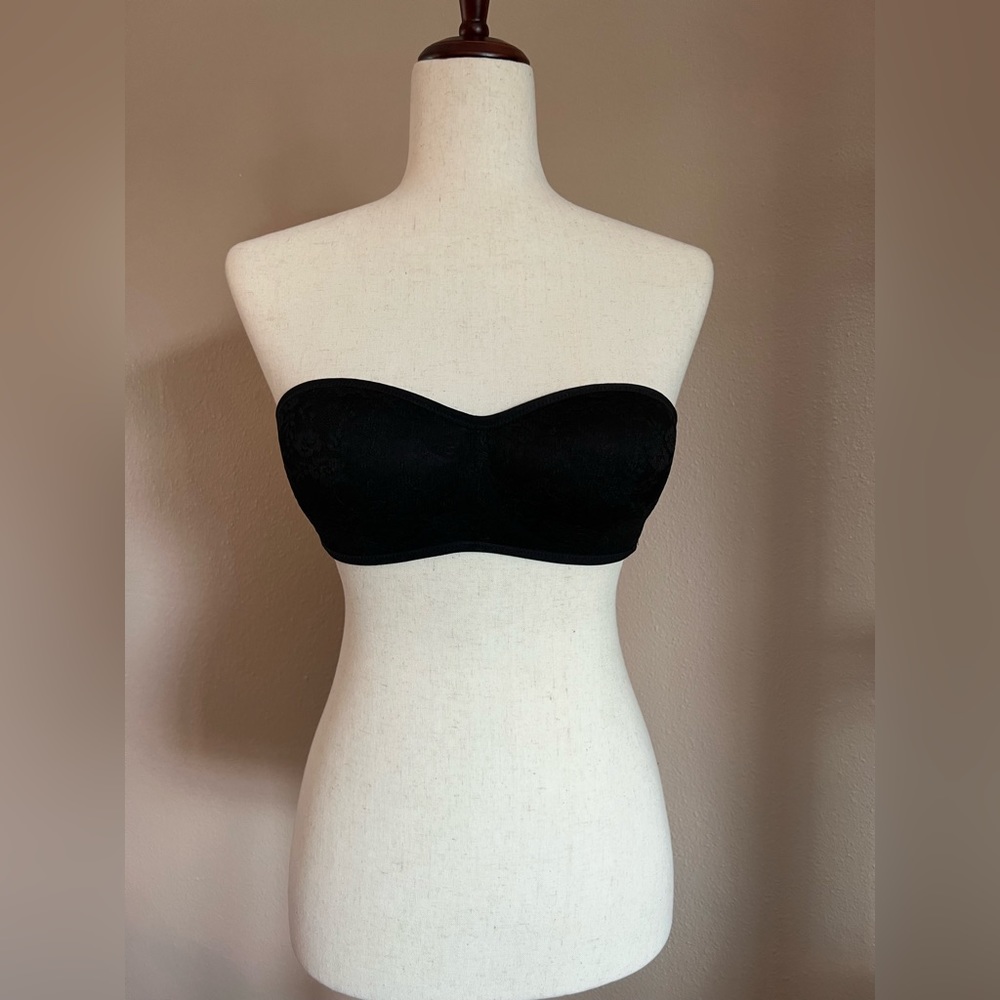 PINK Victoria’s Secret, black lace bandeau, size medium